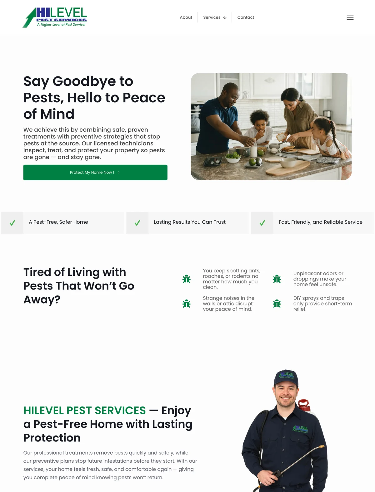 HiLevel Pest Services website homepage preview