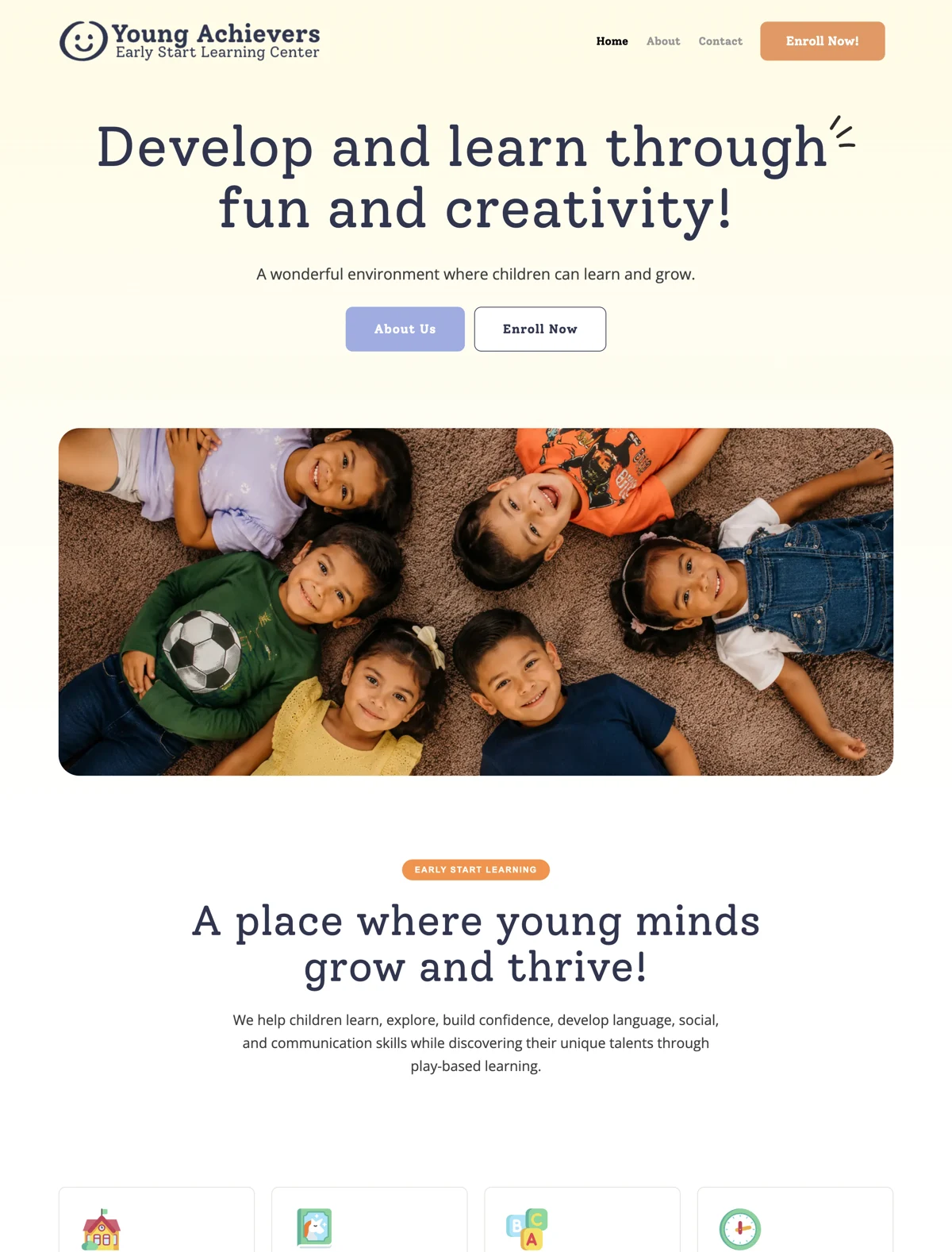 Young Achievers website homepage preview